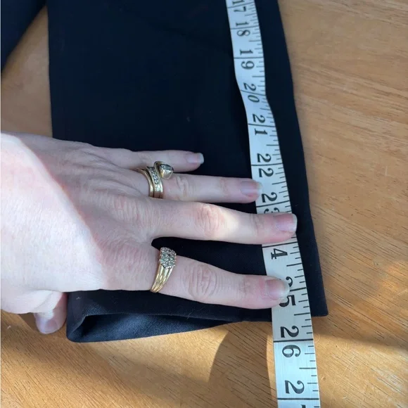 Oscar by Oscar De La Renta navy blue wool and leather trim pant suit 18W read - Picture 9 of 14